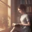 Placeholder: Study girl read a book in by the window, movie, real photo realistic, unreal engine, cinematic lighting --ar 1:1 creative