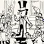 Placeholder: A magician stands in front of a group of children who sit in front of him on a mat on the floor and pulls out a rabbit from a top hat, the children look open-mouthed and wide-eyed and clap their hands, in the background a parrot stands on a pole and observes what is happening