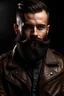Placeholder: bearded man in leather