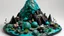 Placeholder: A blackish teal mountain with wasted paintings and pottery designed in Ica stones