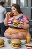 Placeholder: Ultra realistic photo american fat woman eating burger , practicality,manufacturability,performance,detailed (((realism, realistic, realphoto, photography, portrait, , realistic, art images full hd, 8k, highest quality,