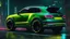 Placeholder: Bentley Bentayga Mansory Cyberpunk 2077 neon Style Rear View, Super Detailed, desktop wallpaper, 4K