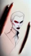 Placeholder: vampire drawing with colored pencils, minimalistic style, natural colors