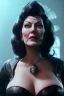 Placeholder: Ava Gardner as evil queen in black leather, busty, cleavage, curvy, angry, stern look. character design by cory loftis, fenghua zhong, ryohei hase, ismail inceoglu and ruan jia. unreal engine 5, artistic lighting, highly detailed, photorealistic, fantasy