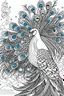 Placeholder: HAPPY NEW YEAR colouring page for kids,Peacock displays stunning plumage HAPPY NEW YEAR, thick outline, low details, no shading, no colour