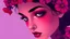 Placeholder: Art illustration, serious expression, crimson, heliotrope purple, purple mimosa,