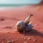 Placeholder: elongated gremlin female snail witch on the red sand beach ,bokeh like f/0.8, tilt-shift lens 8k, high detail, smooth render, down-light, unreal engine