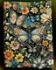 Placeholder: whimsical butterfly and flower, black backwound book cover for adults