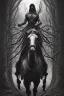 Placeholder: sleepy hollow headless horseman by h r Giger, Tim burton, junji ito, dystopian surrealism, dark horror fantasy, hdr, artstation intricate details, demonic, dark art, dark noir, neoclassical gothic horror