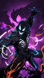 Placeholder: Mix between venom symbiote and Reaper in solo leveling shadow style with neon glowing blue