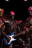 Placeholder: 4K realistic hard rock band of 5 terminators playing live.