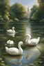 Placeholder: Subject: Cute white ducks Action: Swimming Context: In a lake Environment: In a park in Bucharest Architecture: Beaux-Arts or neoclassical Positive Prompt: ((Best quality)), ((masterpiece)), ((realistic)), depict a scene of cute white ducks gracefully swimming in a serene lake surrounded by a beautiful park in Bucharest. The park and the surrounding buildings should showcase the elegance of Beaux-Arts or neoclassical architecture. The ducks should be depicted with utmost realism.