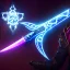 Placeholder: A Zweihander, the blade is made up of glimmering ice, it's hilt is crafted from swirling vines, leading to a vibrant rose crystal at the pommel, with a black background behind it. Zoomed out, HD