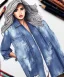 Placeholder: Fashion illustration, fashion drawing, Croquis, Hussein Suleiman, Jefferson Osei, Abderrahmane Trabsini, Fenty, denim jacket, modcloth patches, distressed Jean's, flare