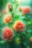 Placeholder: magic Watercolor, double Chinese rose bush, ultra-detailed, morning, rain, greenery, beautiful landscape, fog, many details, delicate sensuality, realistic, high quality, 3d, work of art, hyperdetalization, filigree, foggy haze background, hyperrealism, professional, transparent, delicate pastel tones, back lighting, contrast, fantastic, unreal, translucent, glowing, clear lines, epic fabulous, fabulous landscape, hyperrealism