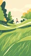 Placeholder: A person running in a place on the ground of grass, an optimistic image in Abstract style