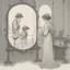 Placeholder: [art by W. Heath Robinson] the reflection in the mirror is not her