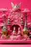 Placeholder: A pink magical kingdom with hearts designed in Maori sculptures painted by Utagawa Hiroshige