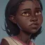 Placeholder: Portrait of a pretty dark skinned little girl witch with dark curly hair by Jim Kay