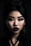 Placeholder: portrait of a young gorgeous fantasy asian goth woman, black makeup, black eyeline, black lipstick, fantasy style, realistic style, highly intrictae details, high quality, 8k