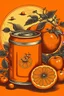 Placeholder: Orange can with chillis and oranges on the can in an ancient Chinese art style