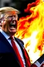 Placeholder: donald trump maniacally laughing while burning the american flag