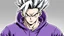 Placeholder: Gohan in a purple hoodie in the dragon ball super manga style
