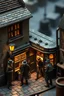 Placeholder: isometric diorama of 1920s secret agents wearing trilby hats and trench coats entering a murky pub in a shady harbour neighbourhood