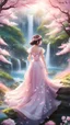 Placeholder: Create an enchanting digital illustration featuring a spring anime girl amidst a breathtaking paradise view. Set the scene in a lush, blooming landscape adorned with vibrant cherry blossom trees, cascading waterfalls, and colorful wildlife. The anime girl, exuding youthful charm and elegance, stands at the forefront, surrounded by a symphony of pastel hues and delicate petals dancing in the gentle breeze. Infuse the artwork with the joy of spring, capturing the girl's radiance and the idyllic be