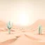 Placeholder: Surreal geometric in a desert, light colors, soft