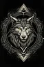 Placeholder: Design a logo for the clothing brand 'J H' with a Viking theme. The logo should feature a detailed illustration of a wolf's head, where runes are organically integrated into the wolf's fury, symbolizing ferocity and power. Ensure to experiment with different fonts and rune styles for the letters of the brand name 'J H, ' so that they harmoniously blend into the overall logo without distracting from the wolf's head. Additionally, consider using a dark background to make