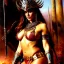 Placeholder: portrait 'beautiful stunning Sexy Extra busty RedSonja naked ',ancient metal armor and Helmet ,painting by gaston bussiere, greg rutkowski, yoji shinkawa, yoshitaka amano, tsutomu nihei, donato giancola, tim hildebrandt, oil on canvas, cinematic composition, extreme detail,fit full head inside picture,32k