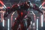 Placeholder: Cyber Machine in 4k realistic cg artstyle, venom them, neon red details, full body, apocalypse, intricate details, highly detailed, high details, detailed portrait, masterpiece,ultra detailed,best quality