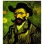 Placeholder: Retrato de un hombre de cuarenta y seis años con canas y barba de nombre Jacobo Santiago Mozos de estilo Vincent van Gogh