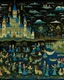 Placeholder: A blackish teal festival at night designed in medieval tapestry painted by Alan Sorrell
