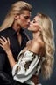 Placeholder: A photo realistic portrait of a stunning blonde girl and muscular long haired blonde male in a lovers embrace in modern clothing