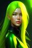 Placeholder: a beautiful girl with green to yellow hair, digital art, masterpiece, trending on artstation