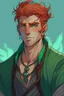 Placeholder: rugged auburn with green haired nereid male dnd