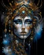 Placeholder: Aquarelle vantblack pouring Acrylic A beautiful voidcore shamanism biomechanical watercolour woman angelic Beauty extremely textured botanical faced portrait with a voidcore gothica headdress with metallic filigree gothica ornaments around ribbed with agate stones half face mand azurit mineral stone metallic watercolour palimpsest steampunk filigree Golden voidcore shamanism foral pansy margaréta daisy black ink on half face masque got voidcore athmospheric organic bio spinal ribbed detail of