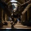 Placeholder: portrait fantastic flying winged bear with dark shadow creature behind in front of a staircase into a portal to the desert in the middle of a waterfall, photo-realistic, shot on Hasselblad h6d-400c, zeiss prime lens, bokeh like f/0.8, tilt-shift lens 8k, high detail, smooth render, down-light, unreal engine, downlight, prize winning