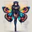 Placeholder: full body portrait illustration , long hair, with detailed blueprints and engineering schematics of a walking hybrid Madagascan sunset moth insect girl, in anime style, with highly detailed facial features, drawings, 8k, vibrant natural colors, tight bodysuit, white skin