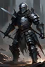 Placeholder: A knight in war, concept art, deviant art, realistic, painting, sketch, dynamic pose, foreshortening, cool, cinematic, dark