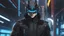 Placeholder: A man wears a black glass Cyberpunk helmet , full helmet Class, Changshan, black and blue color, solo leveling shadow drawing style, neon, intricate details, highly detailed, high details, detailed portrait, masterpiece,ultra detailed, ultra quality