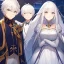 Placeholder: Twins, boy and girl, white hair, silver eyes, royal