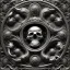 Placeholder: the source of future growth dramatic, elaborate emotive metallic Baroque and Rococo styles to emphasise death as a transcendental, seamless pattern, symmetrical, large motifs, sistine chapel ceiling, 8k image, sharp focus, gothic mothifs and (skulls:1) in rococo style, black metal forge, black colors, perfect symmetry, 3D, no blur, sharp focus, photorealistic, insanely detailed and intricate, cinematic lighting, Octane render, epic scene, 8K