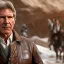 Placeholder: 8k hyperspace background,complete and photo realistic detailed head to waist stunning, extrem photo realistic portrait of harrison ford as han solo in star wars with short lenght, photo realistic hair, brown eyes, professional majestic photo realistic painting by drew struzan, Antonio Moro, trending on artstation, Intricate, Sharp focus, rough skin,space outfit