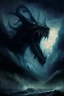 Placeholder: leviathan demon huge long abyssal dark seprent monster beast sky