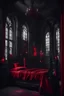 Placeholder: dark red, black, goth, bedroom, vampire vibe, darkly, castle vibe, old, royal