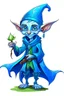 Placeholder: Blue clothes elf with magical powers friendly