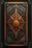 Placeholder: sacred geometry framed playing card, black and orange hellraiser star conquistador with shadows boss card in the style of Giger and fallout 4 ,,bokeh like f/0.8, tilt-shift lens 8k, high detail, smooth render, down-light, unreal engine